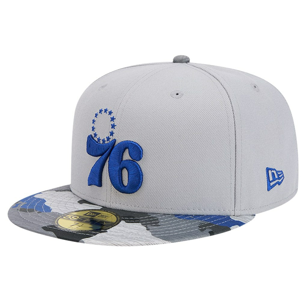 Gray Philadelphia 76ers Active Color Camo Visor 59FIFTY Fitted Hat | NBA