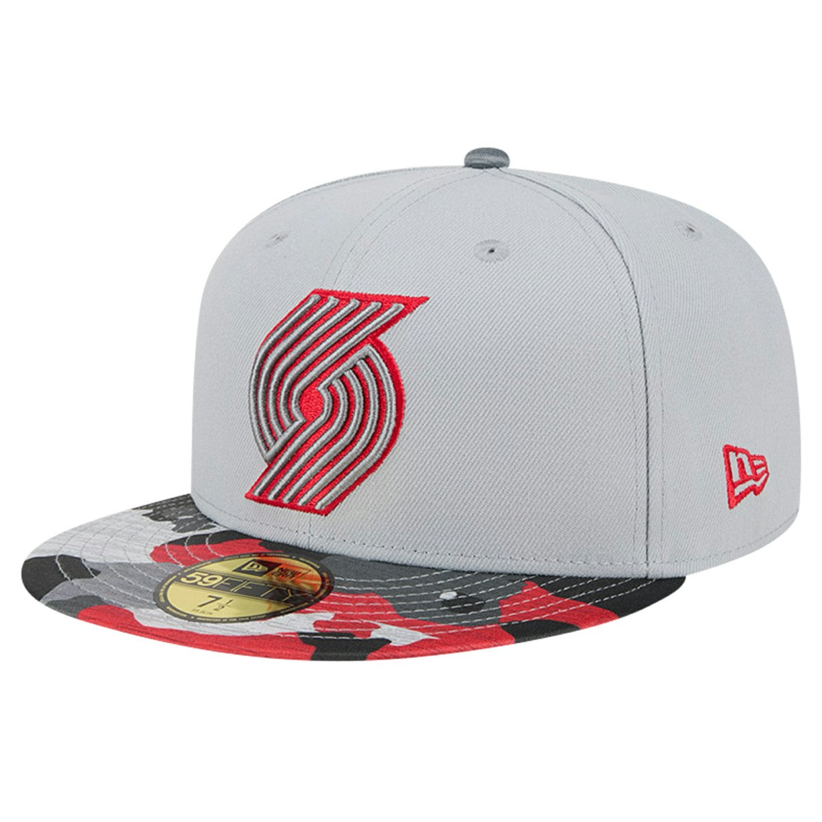 Gray Portland Trail Blazers Active Color Camo Visor 59FIFTY Fitted Hat | NBA