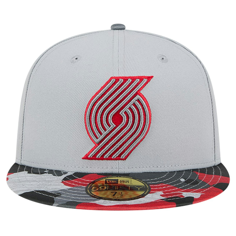 Gray Portland Trail Blazers Active Color Camo Visor 59FIFTY Fitted Hat | NBA