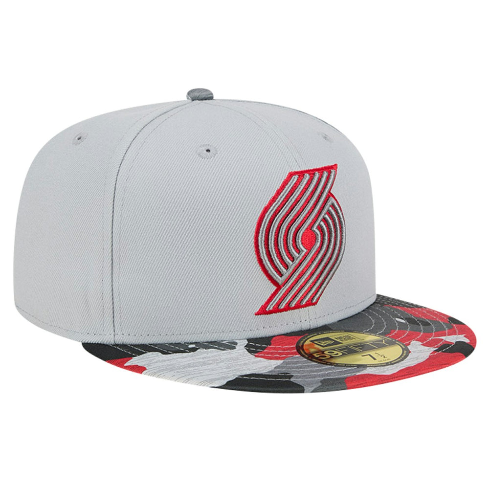 Gray Portland Trail Blazers Active Color Camo Visor 59FIFTY Fitted Hat | NBA