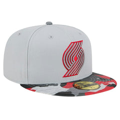 Gray Portland Trail Blazers Active Color Camo Visor 59FIFTY Fitted Hat | NBA