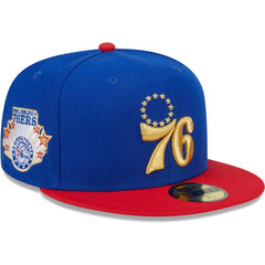 Royal/Red Philadelphia 76ers Gameday Gold Pop Stars 59FIFTY Fitted Hat | NBA