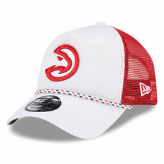 White/Red Atlanta Hawks Court Sport Foam A-Frame 9FORTY Adjustable Trucker Hat | NBA