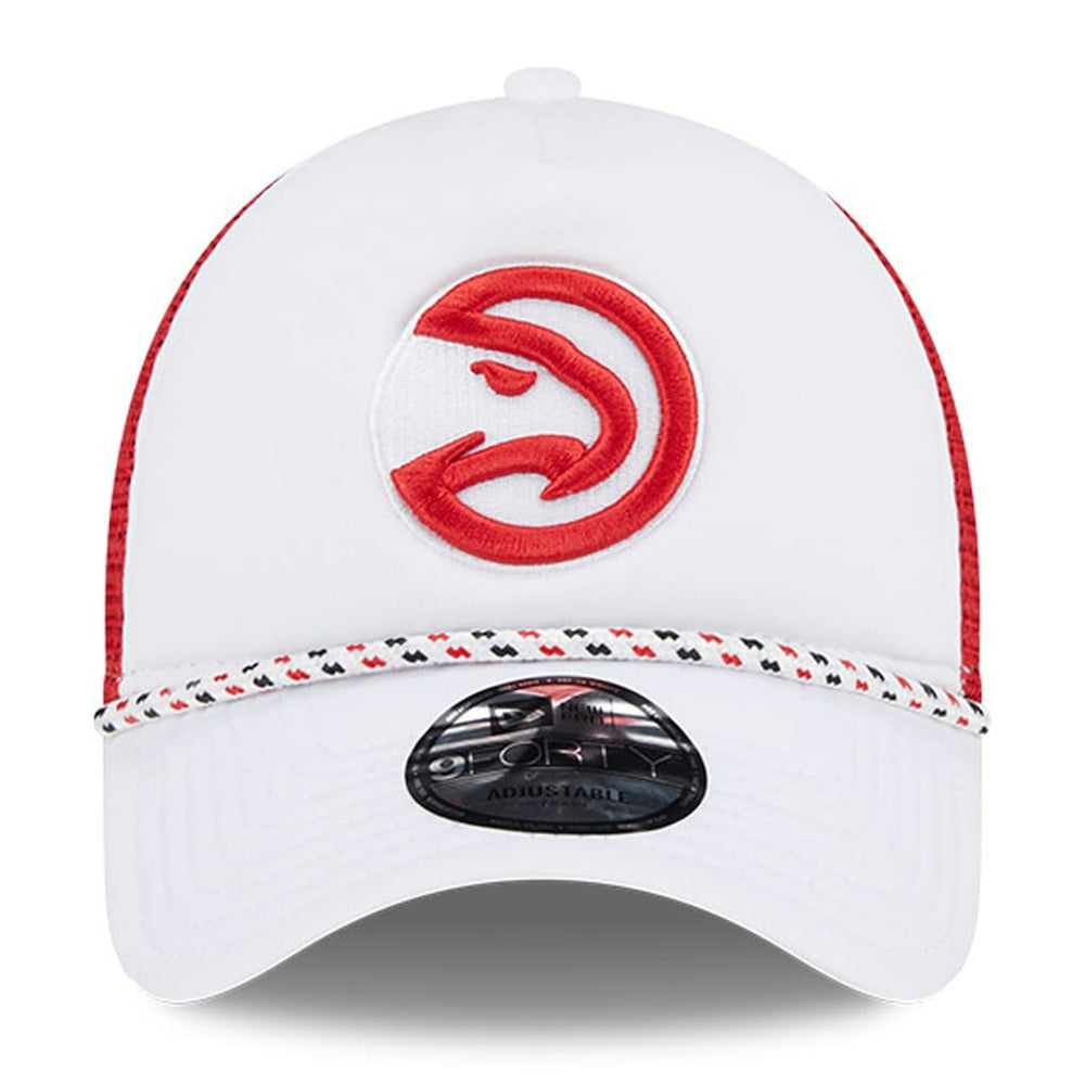 White/Red Atlanta Hawks Court Sport Foam A-Frame 9FORTY Adjustable Trucker Hat | NBA