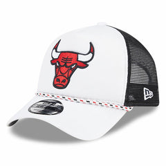 White/Black Chicago Bulls Court Sport Foam A-Frame 9FORTY Adjustable Trucker Hat | NBA