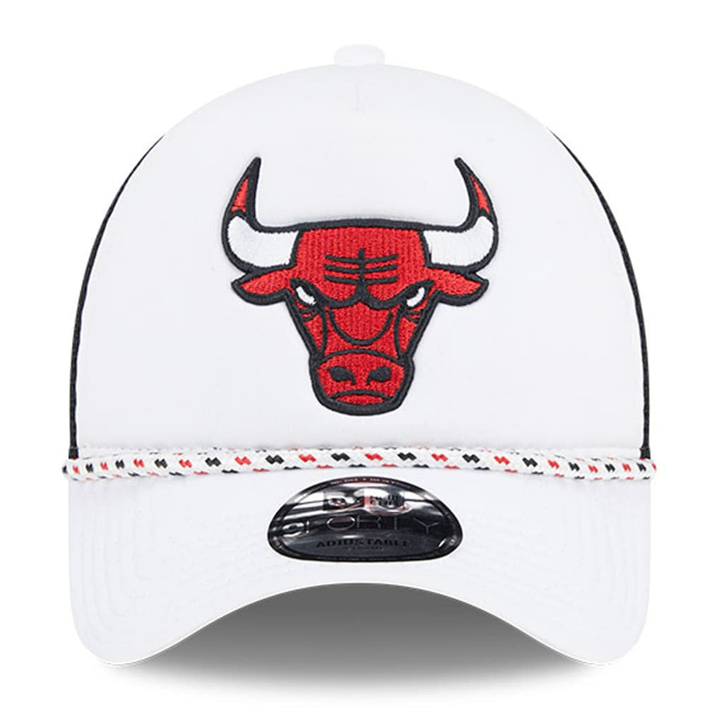 White/Black Chicago Bulls Court Sport Foam A-Frame 9FORTY Adjustable Trucker Hat | NBA