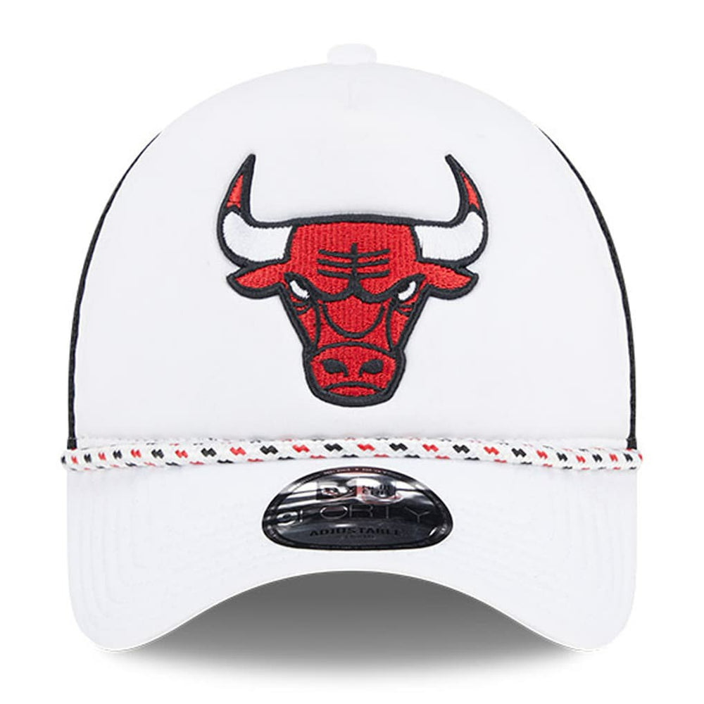 White/Black Chicago Bulls Court Sport Foam A-Frame 9FORTY Adjustable Trucker Hat | NBA