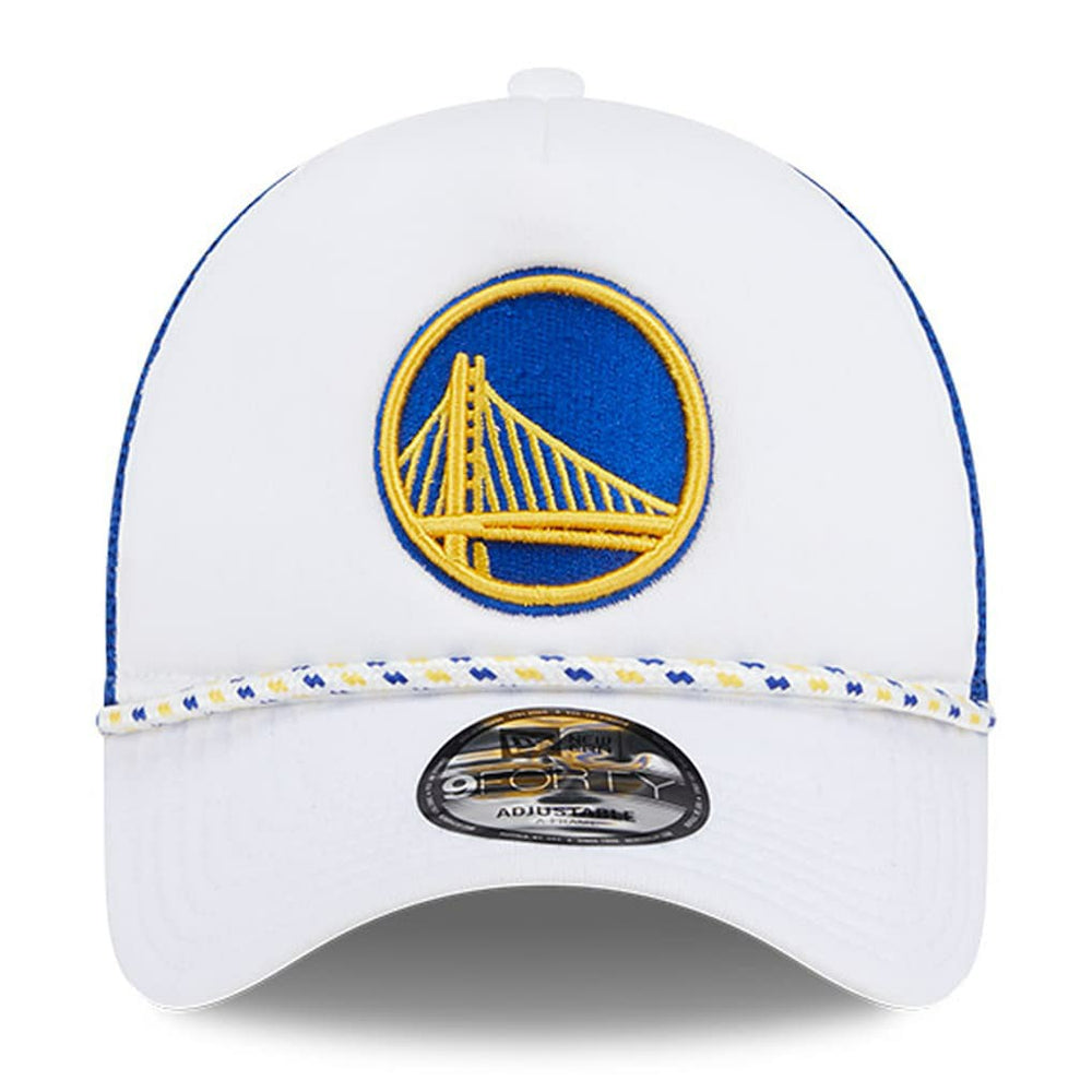 White/Royal Golden State Warriors Court Sport Foam A-Frame 9FORTY Adjustable Trucker Hat sale | NBA