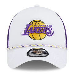 White/Purple Los Angeles Lakers Court Sport Foam A-Frame 9FORTY Adjustable Trucker Hat | NBA