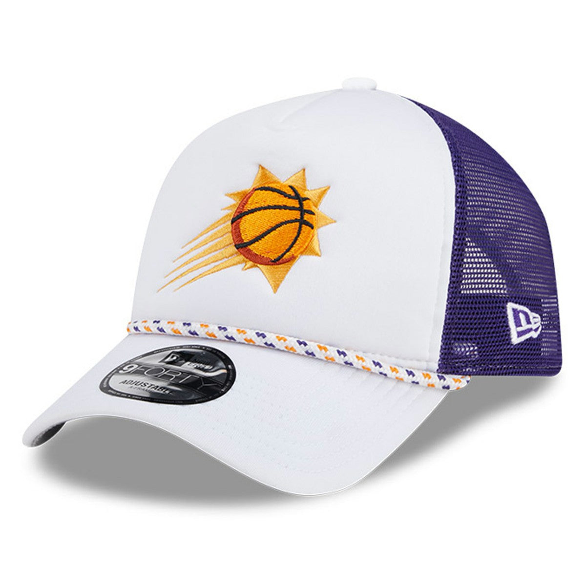 White/Purple Phoenix Suns Court Sport Foam A-Frame 9FORTY Adjustable Trucker Hat | NBA