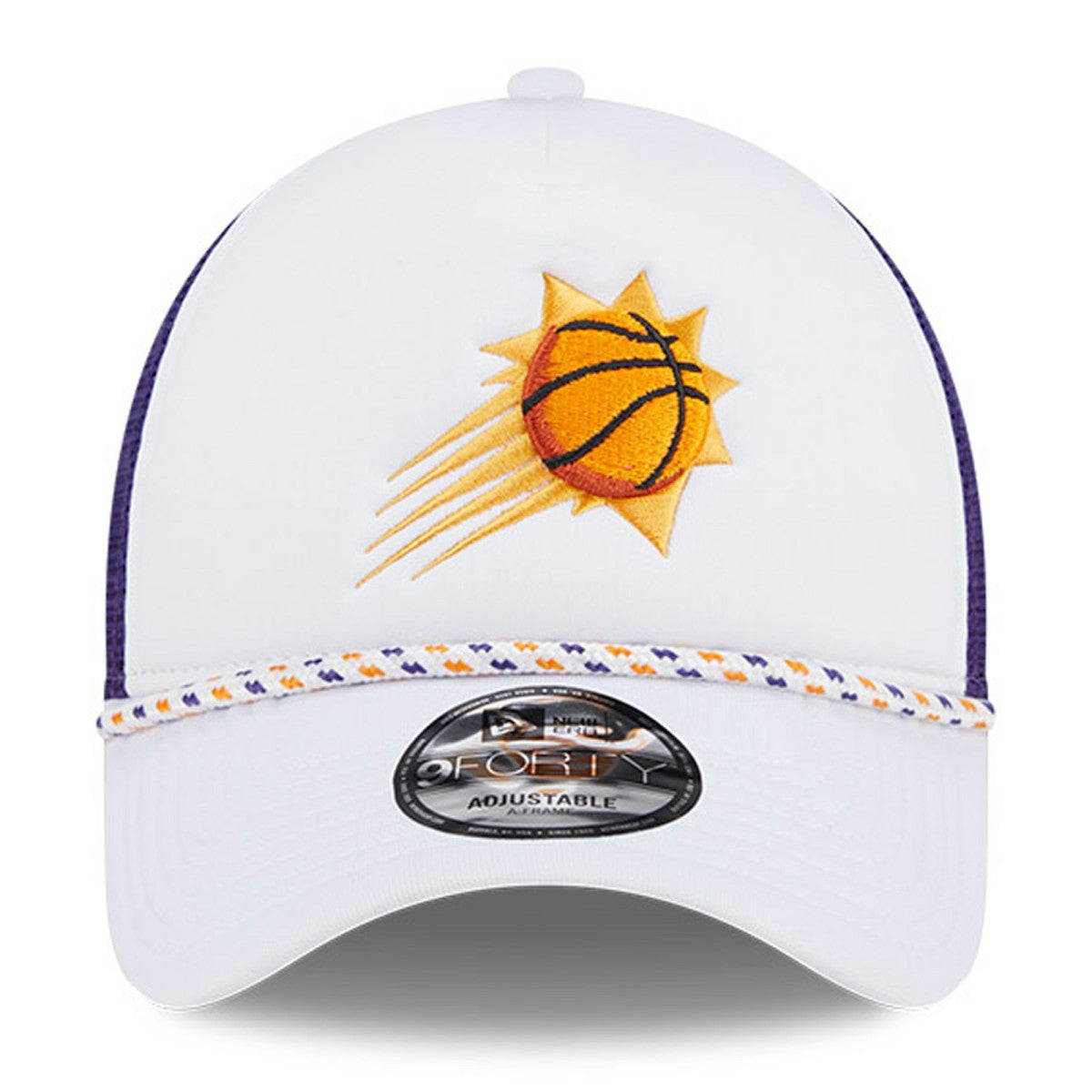 White/Purple Phoenix Suns Court Sport Foam A-Frame 9FORTY Adjustable Trucker Hat | NBA