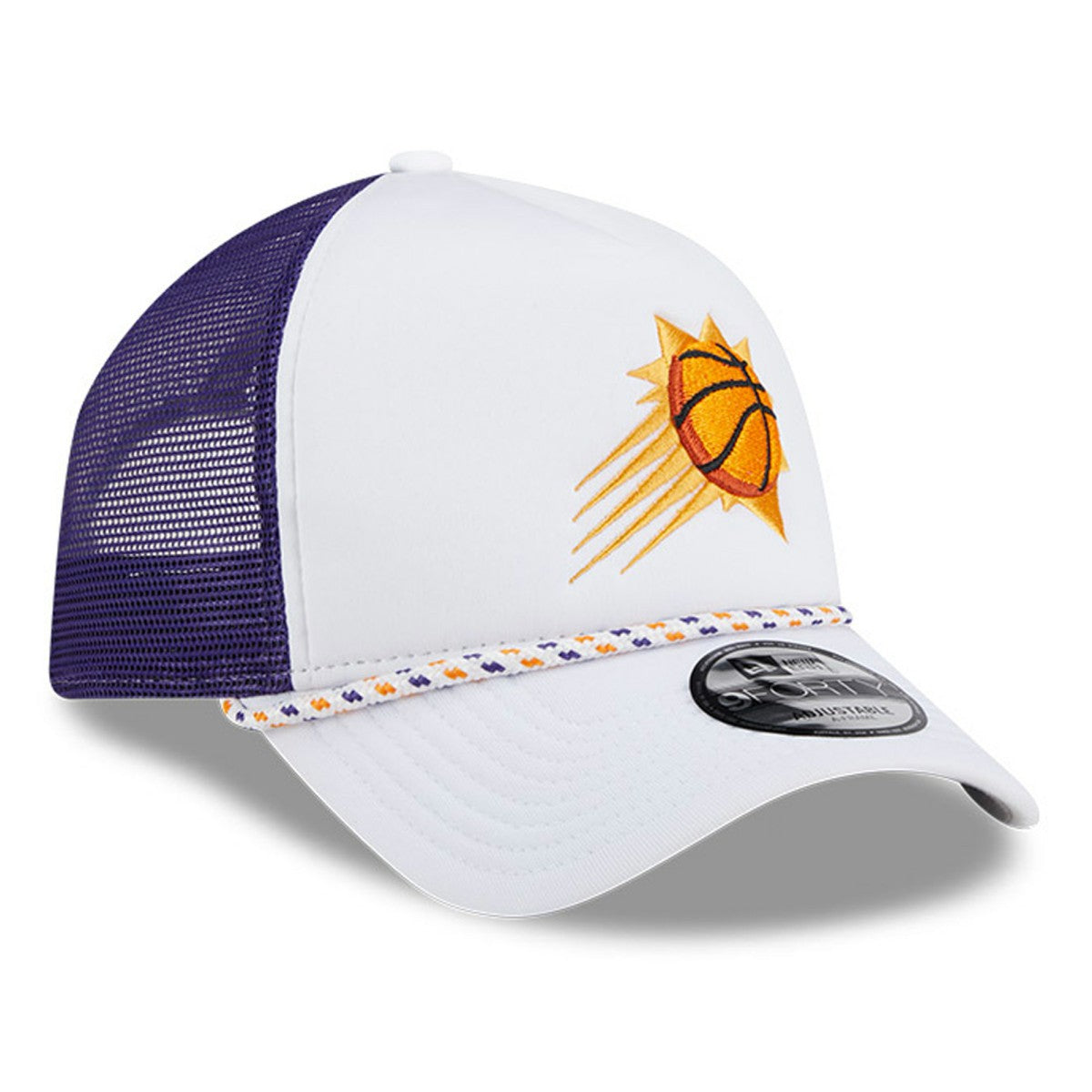 White/Purple Phoenix Suns Court Sport Foam A-Frame 9FORTY Adjustable Trucker Hat | NBA