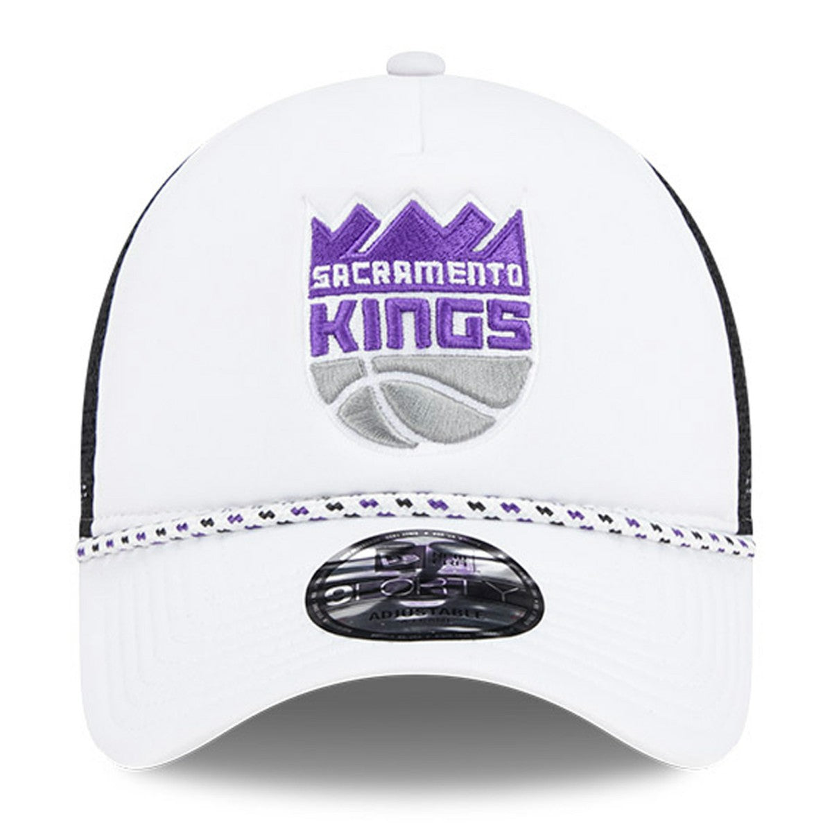 White/Black Sacramento Kings Court Sport Foam A-Frame 9FORTY Adjustable Trucker Hat | NBA