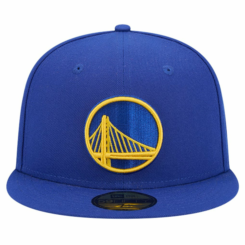 Royal Golden State Warriors Court Sport Leather Applique 59FIFTY Fitted Hat sale | NBA