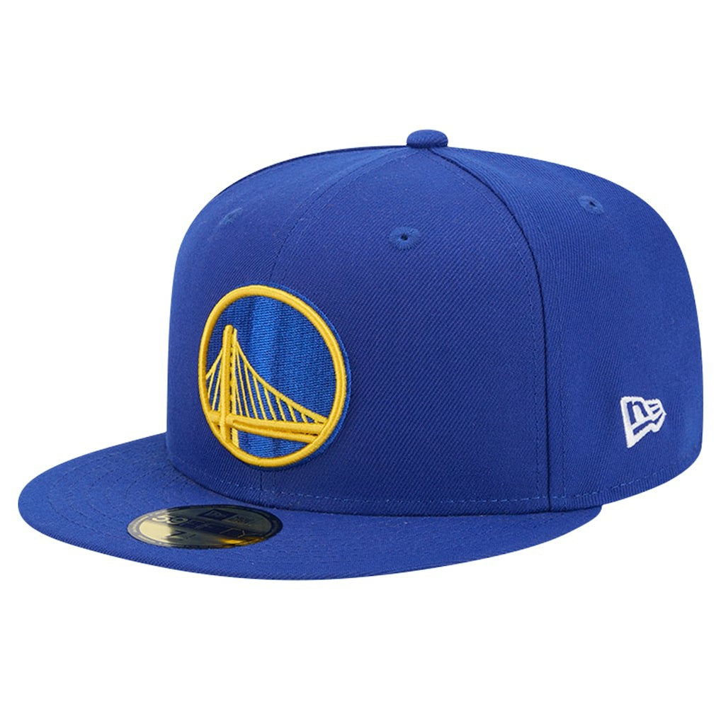 Royal Golden State Warriors Court Sport Leather Applique 59FIFTY Fitted Hat sale | NBA