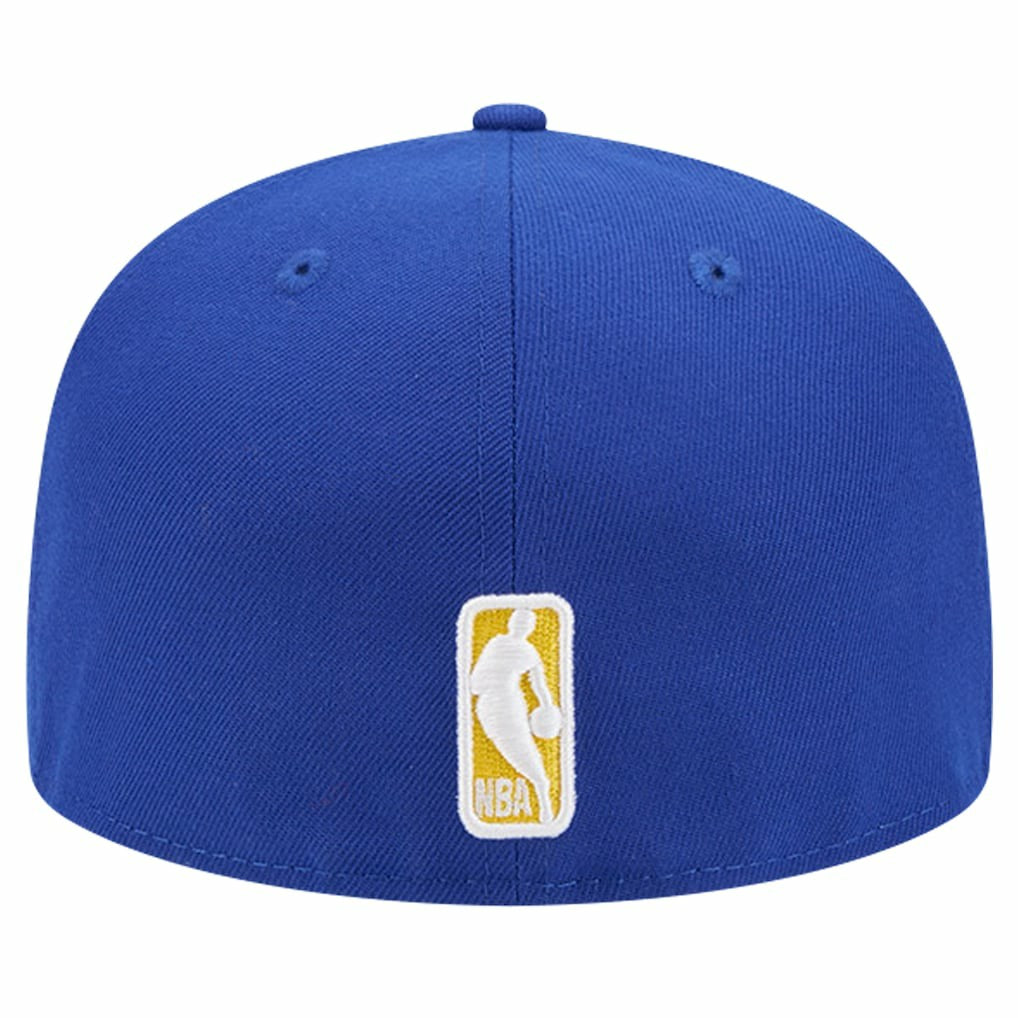 Royal Golden State Warriors Court Sport Leather Applique 59FIFTY Fitted Hat sale | NBA