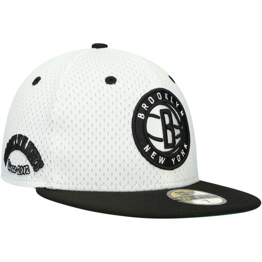 White/Black Brooklyn Nets Throwback 2Tone 59FIFTY Fitted Hat | NBA