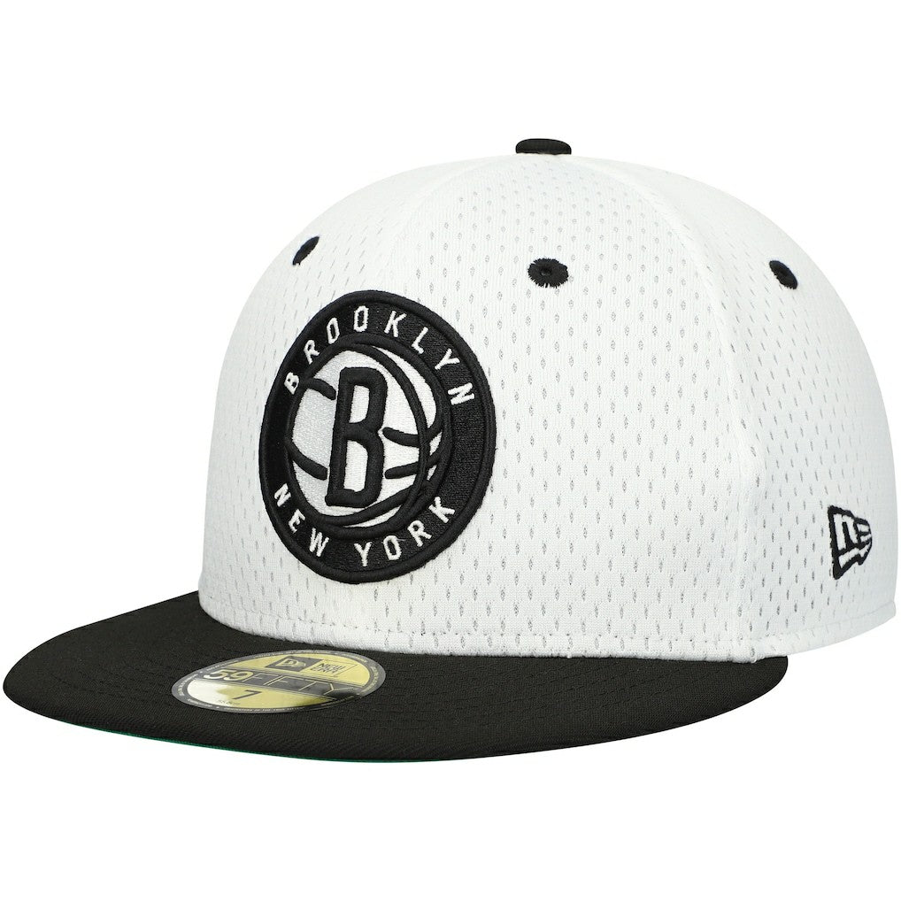 White/Black Brooklyn Nets Throwback 2Tone 59FIFTY Fitted Hat | NBA