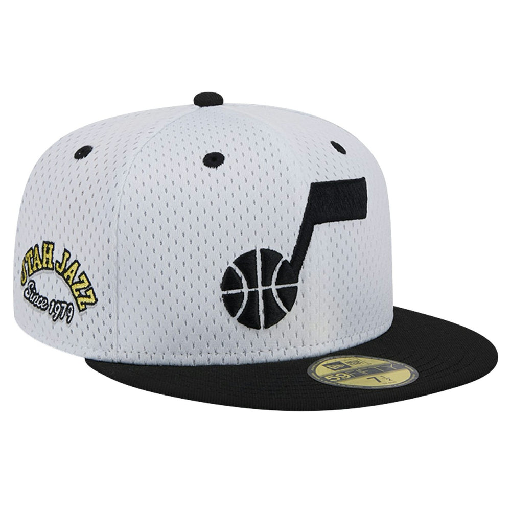 White/Black Utah Jazz Throwback 2Tone 59FIFTY Fitted Hat | NBA