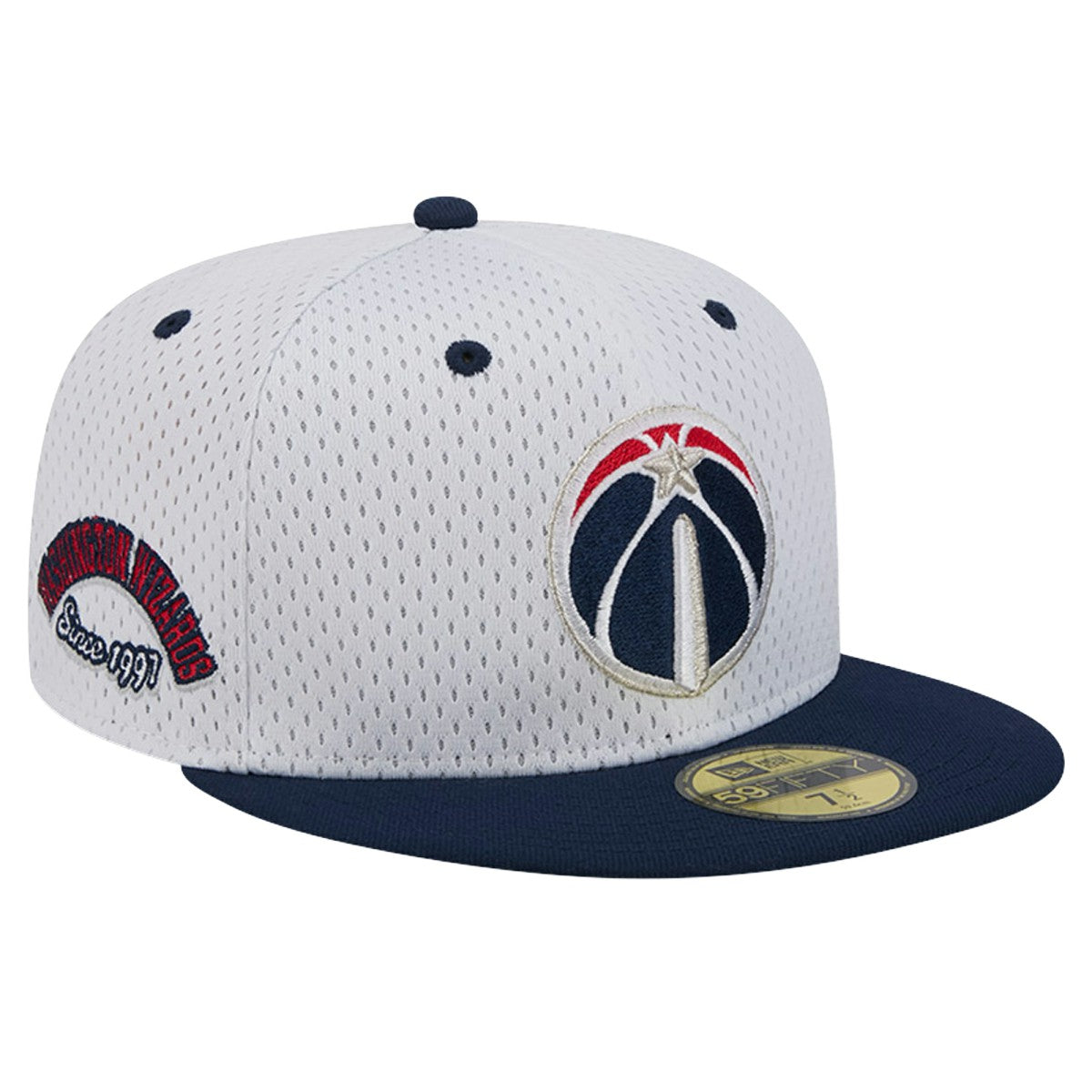 White/Navy Washington Wizards Throwback 2Tone 59FIFTY Fitted Hat | NBA