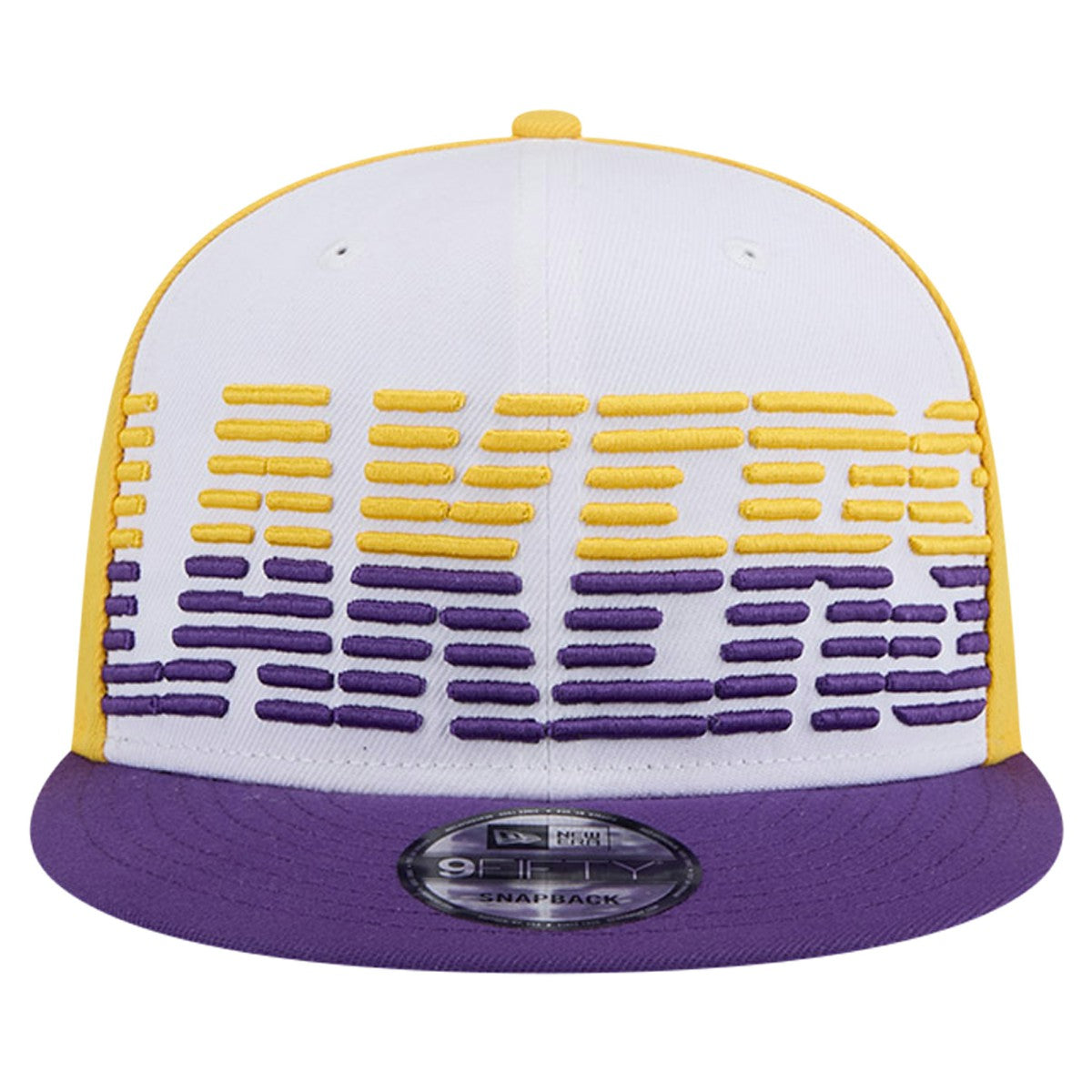 White/Purple Los Angeles Lakers Throwback Gradient Tech Font 9FIFTY Snapback Hat | NBA