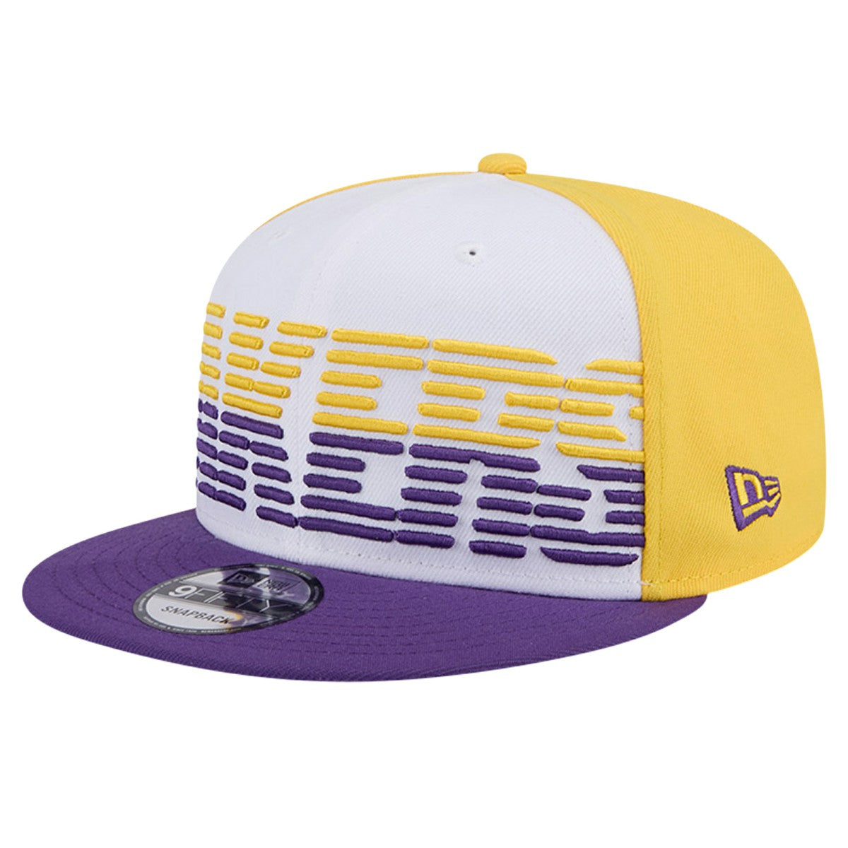 White/Purple Los Angeles Lakers Throwback Gradient Tech Font 9FIFTY Snapback Hat | NBA