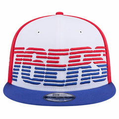 White/Royal Philadelphia 76ers Throwback Gradient Tech Font 9FIFTY Snapback Hat | NBA