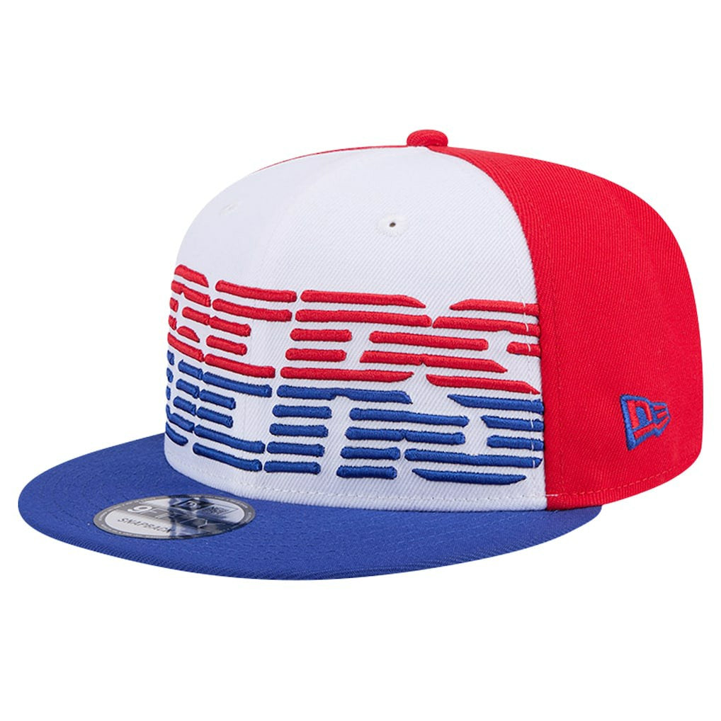 White/Royal Philadelphia 76ers Throwback Gradient Tech Font 9FIFTY Snapback Hat | NBA