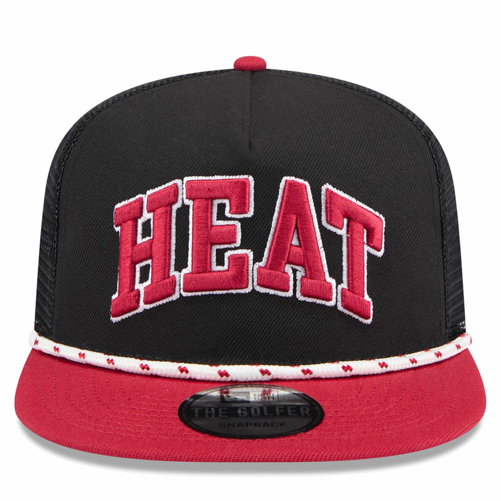 Black/Red Miami Heat Throwback Team Arch Golfer Snapback Hat | NBA