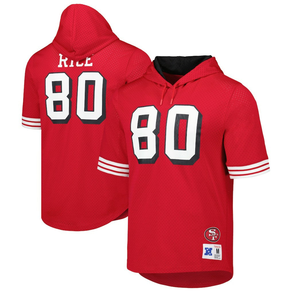 San Francisco 49ers Jerry Rice  Retired Player Name & Number Mesh Hoodie T-Shirt | NFL Sale