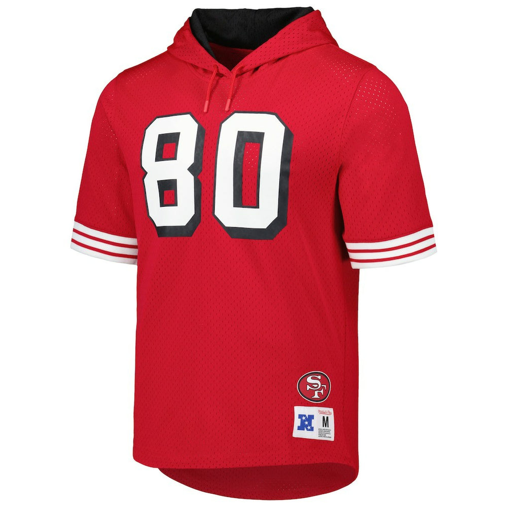 San Francisco 49ers Jerry Rice  Retired Player Name & Number Mesh Hoodie T-Shirt | NFL Sale