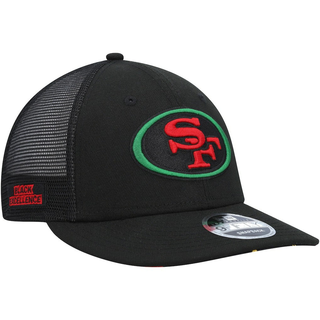 San Francisco 49ers Black Excellence Collection Trucker Low Profile 9FIFTY Snapback Hat | NFL US