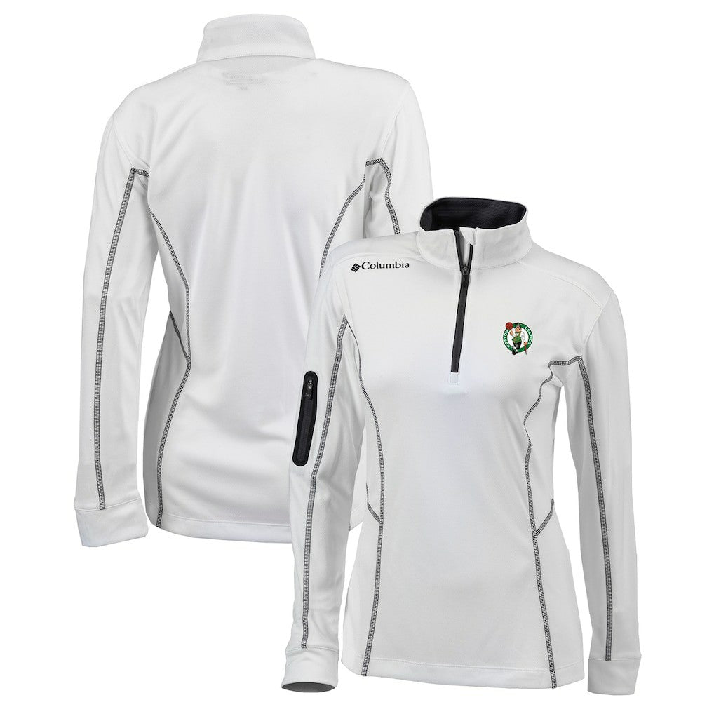 White Boston Celtics Women's Omni-Wick Shotgun Quarter-Zip Pullover Top | NBA