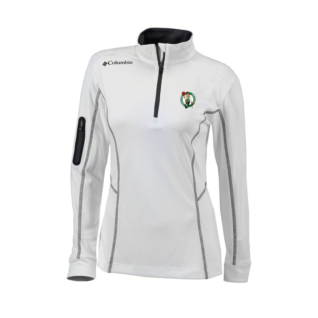 White Boston Celtics Women's Omni-Wick Shotgun Quarter-Zip Pullover Top | NBA