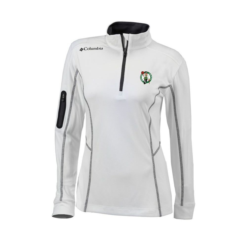 White Boston Celtics Women's Omni-Wick Shotgun Quarter-Zip Pullover Top | NBA