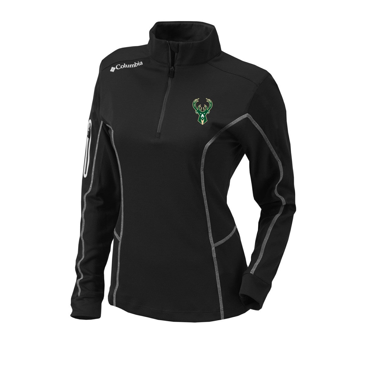 Black Milwaukee Bucks Women's Omni-Wick Shotgun Quarter-Zip Pullover Top | NBA