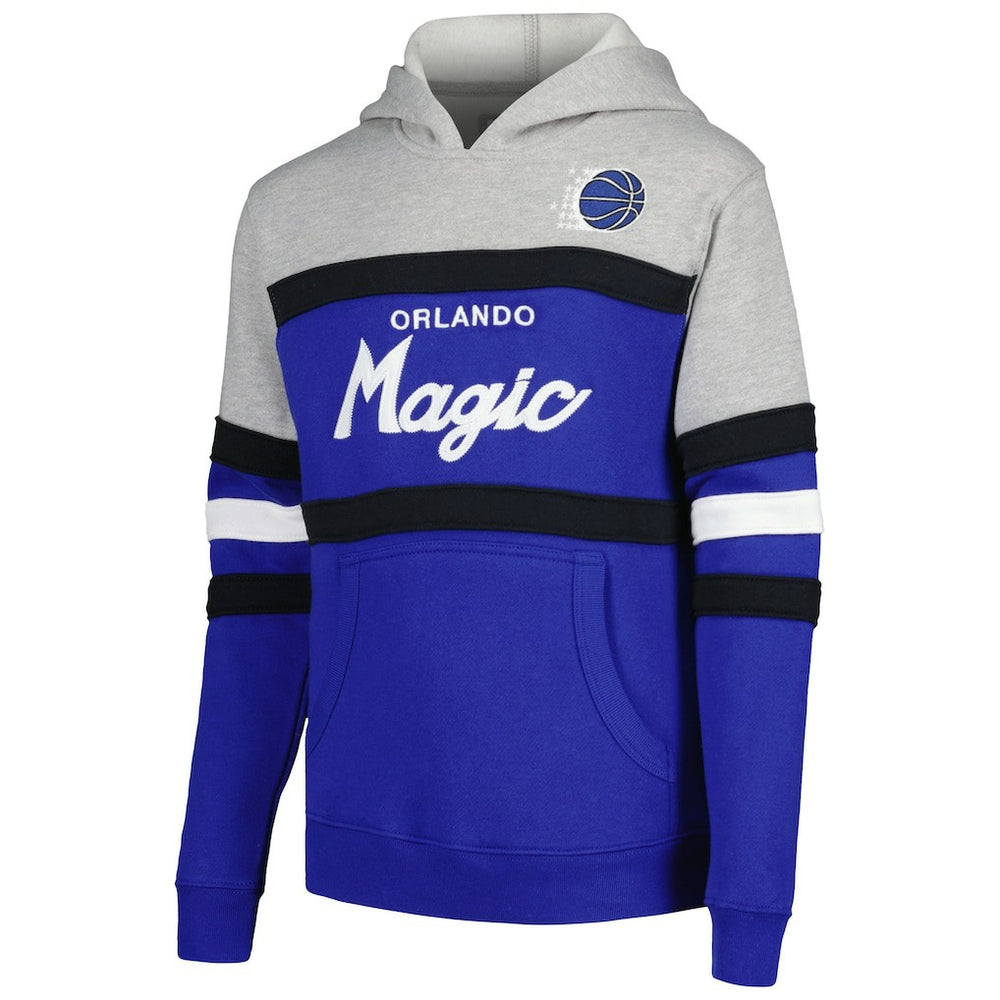 Blue/Heather Gray Orlando Magic Youth Hardwood Classics Head Coach Pullover Hoodie | NBA