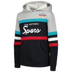 Black/Heather Gray San Antonio Spurs Youth Hardwood Classics Head Coach Pullover Hoodie | NBA