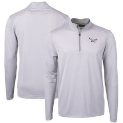 Philadelphia Eagles Cutter & Buck Virtue Eco Pique Micro Stripe Recycled Quarter-Zip Pullover Top | NFL Outlet