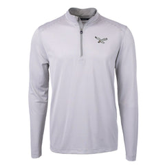 Philadelphia Eagles Cutter & Buck Virtue Eco Pique Micro Stripe Recycled Quarter-Zip Pullover Top | NFL Outlet