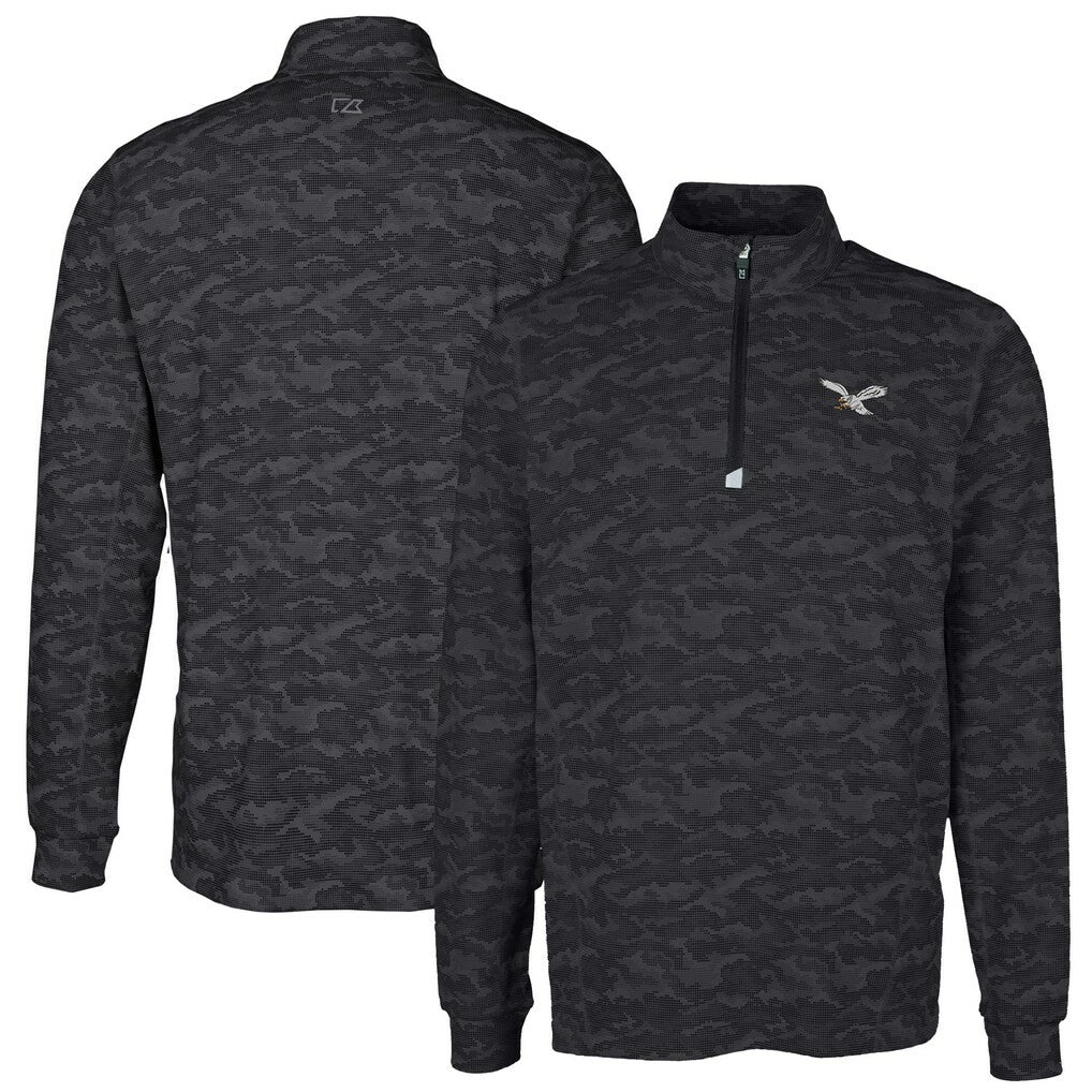 Philadelphia Eagles Cutter & Buck Traverse Camo Print Stretch Quarter-Zip Pullover | NFL Hot
