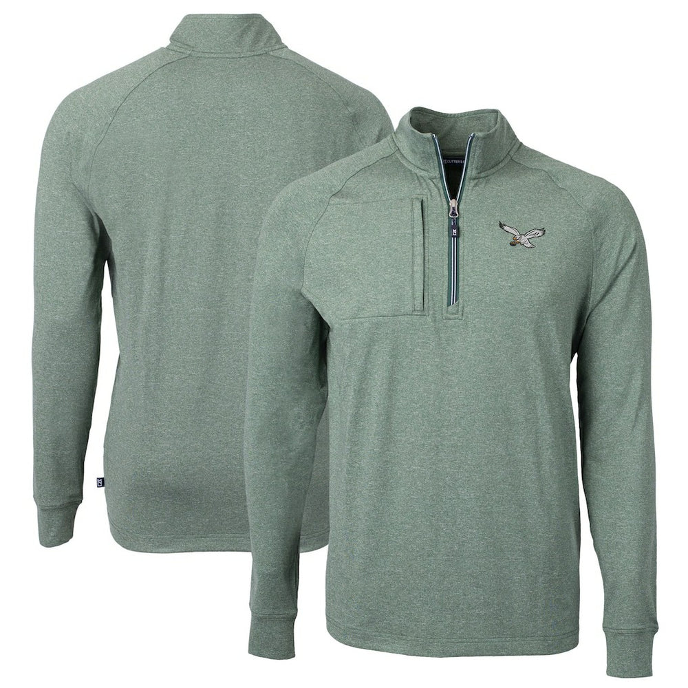 Philadelphia Eagles Cutter & Buck Adapt Eco Knit Heathered Recycled Quarter-Zip Pullover | NFL Outlet