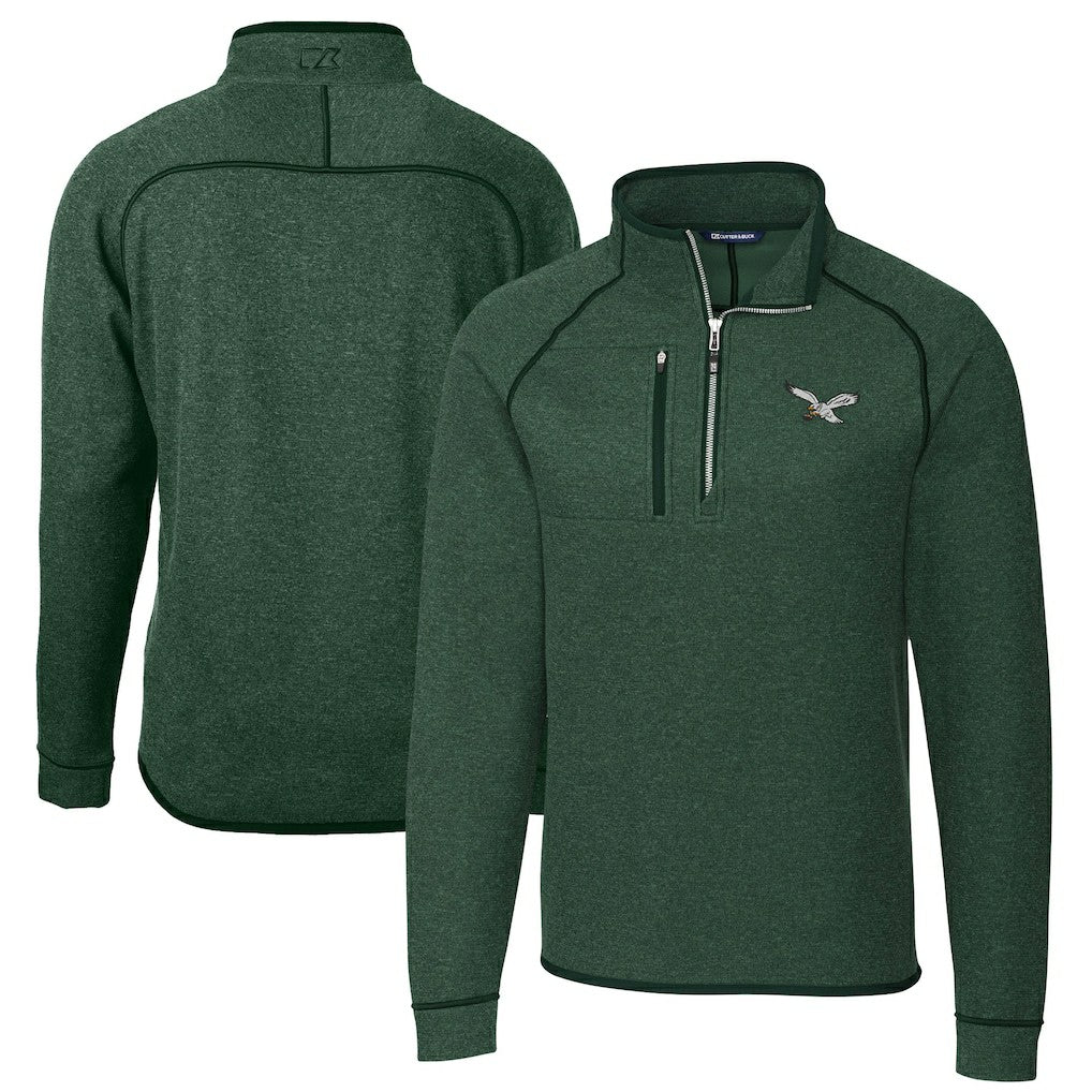 Philadelphia Eagles Cutter & Buck Mainsail Sweater-Knit Half-Zip Pullover Jacket | NFL Outlet
