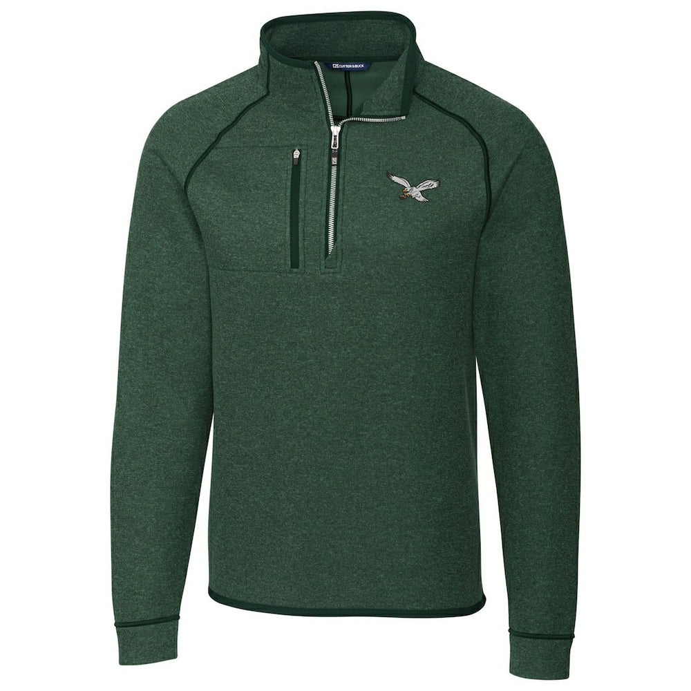 Philadelphia Eagles Cutter & Buck Mainsail Sweater-Knit Half-Zip Pullover Jacket | NFL Outlet