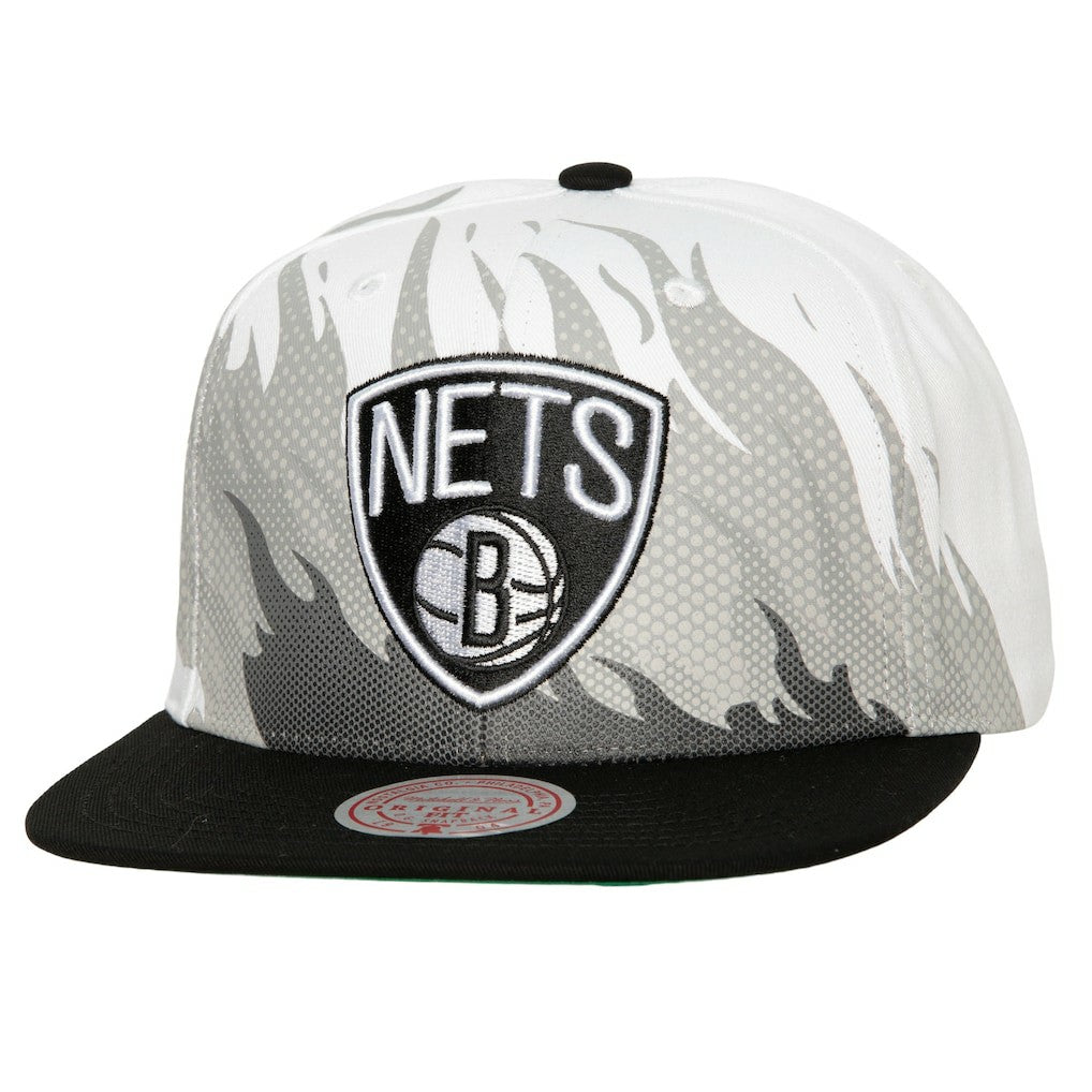 White Brooklyn Nets Hot Fire Snapback Hat | NBA