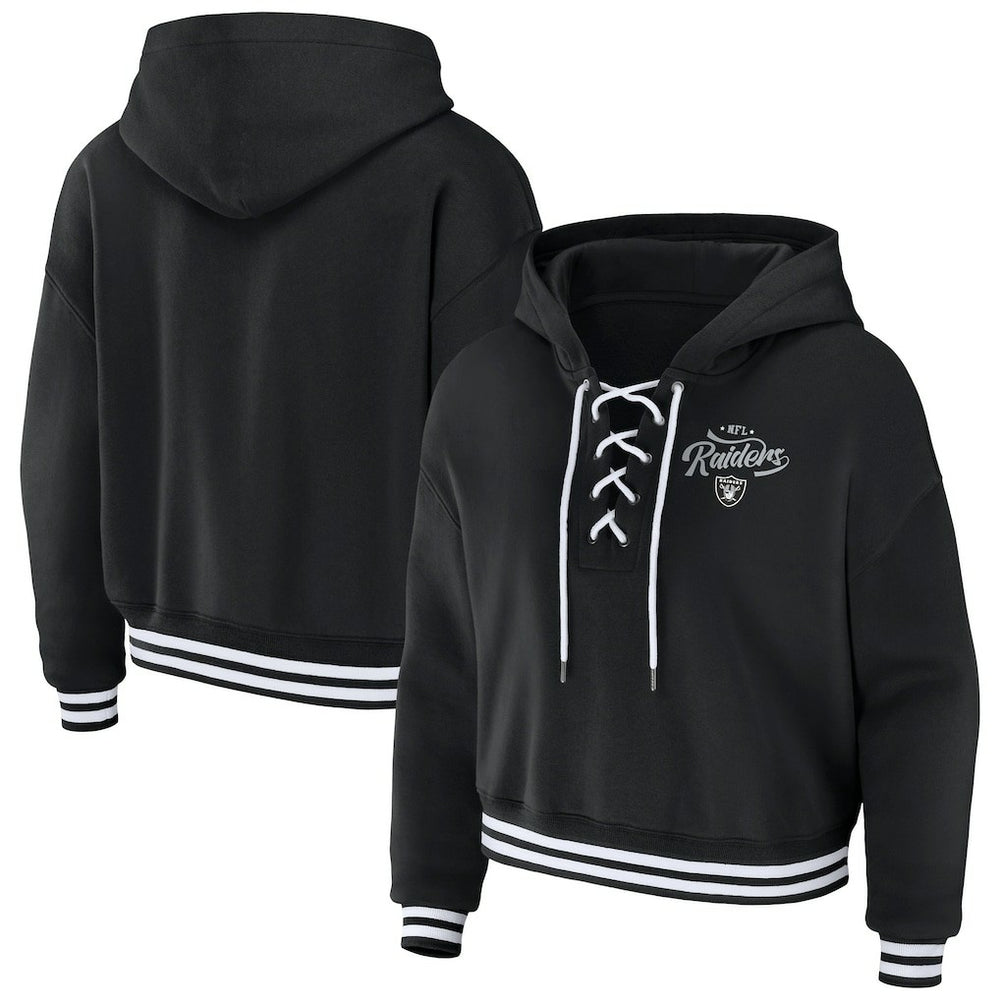 Las Vegas Raiders WEAR by Erin Andrews Women's Lace-Up Pullover Hoodie | NFL Online