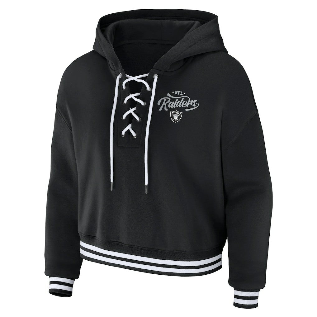 Las Vegas Raiders WEAR by Erin Andrews Women's Lace-Up Pullover Hoodie | NFL Online