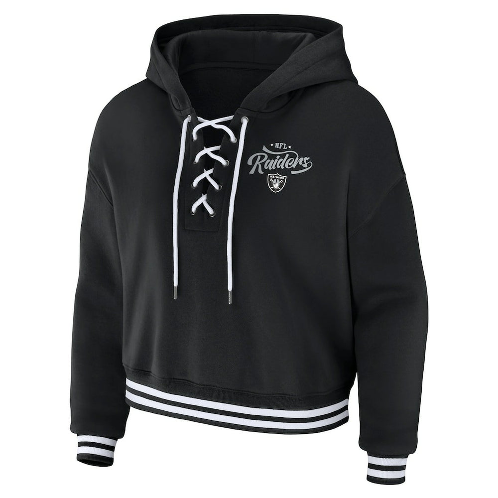 Las Vegas Raiders WEAR by Erin Andrews Women's Lace-Up Pullover Hoodie | NFL Online