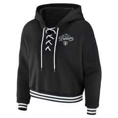Las Vegas Raiders WEAR by Erin Andrews Women's Lace-Up Pullover Hoodie | NFL Online