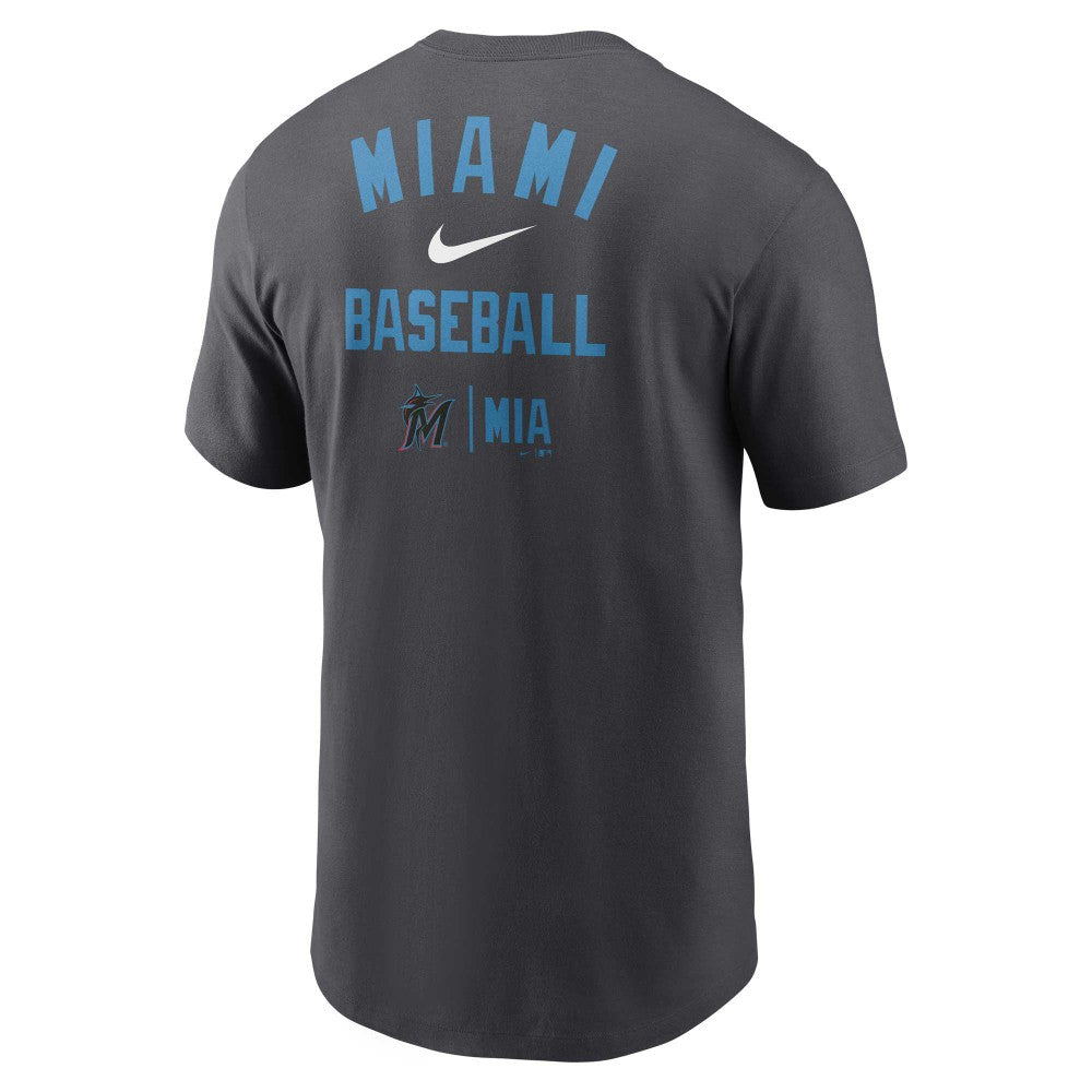 Miami Marlins Nike Logo Sketch Bar T-Shirt - MLB T-shirts